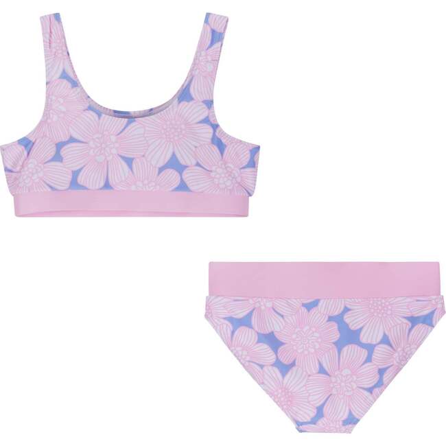 Tween Girls Purple Bikini, Floral Print