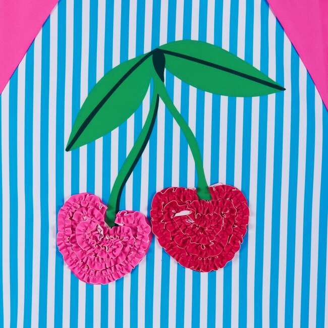 Girls Short Sleeve Rashguard Set,  Cherry Stripe - Rash Guards - 6