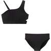 Tween Girls Asymmetrical Bikini,  Black Rib - One Pieces - 1 - thumbnail