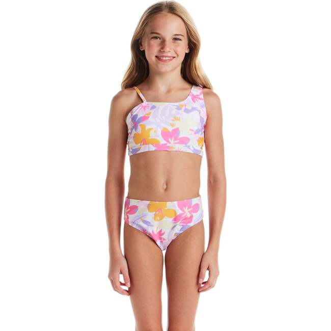 Tween Girls Asymmetrical Bikini, Palm Print