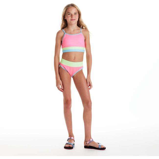 Tween Girls Rib Bikini,  Pink Colorblock - One Pieces - 6