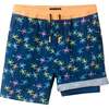 Tween Boys Comfort-Stretch Lined Boardshort, Navy Palm - Shorts - 1 - thumbnail