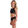 Tween Girls Asymmetrical Bikini,  Black Rib - One Pieces - 4