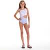 Tween Girls One-Piece Swimsuit, Floral Stripe - One Pieces - 6 - thumbnail