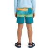 Tween Boys Comfort-Stretch Lined, Aqua & Orange Stripe - Shorts - 3