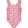 Girls Ruffle Swimsuit,  Pink Beach Icon - One Pieces - 1 - thumbnail