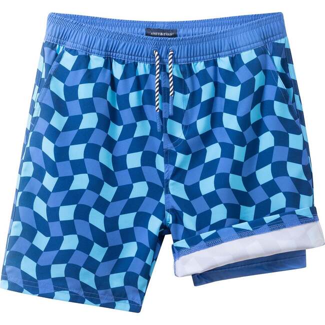 Tween Boys (12-18 Years) Comfort-Stretch Lined Boardshort, Geo Wave