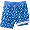 Tween Boys (12-18 Years) Comfort-Stretch Lined Boardshort, Geo Wave - Swim Trunks - 1 - thumbnail