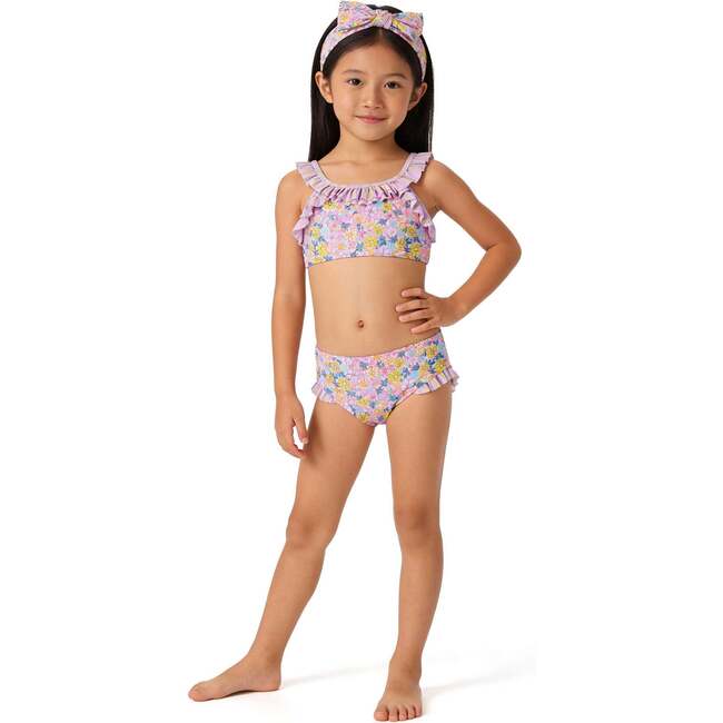 Girls Ruffle Bikini W/ Headband,  Floral Print