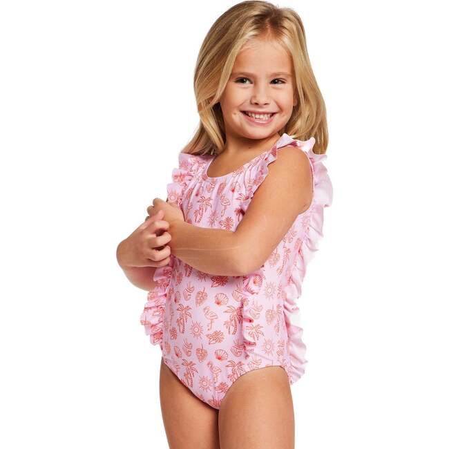 Girls Ruffle Swimsuit,  Pink Beach Icon - One Pieces - 4
