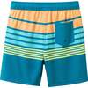 Tween Boys Comfort-Stretch Lined, Aqua & Orange Stripe - Shorts - 5