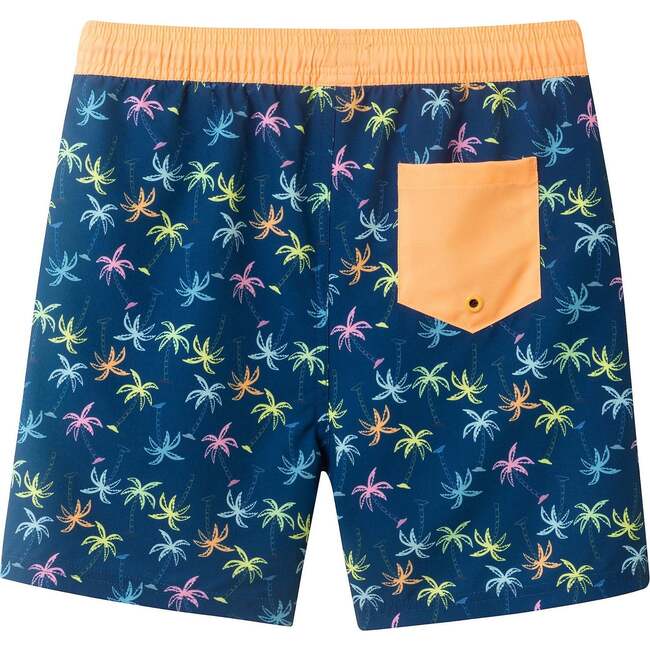 Tween Boys Comfort-Stretch Lined Boardshort, Navy Palm - Shorts - 6