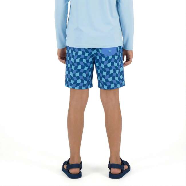 Tween Boys (12-18 Years) Comfort-Stretch Lined Boardshort, Geo Wave - Swim Trunks - 3