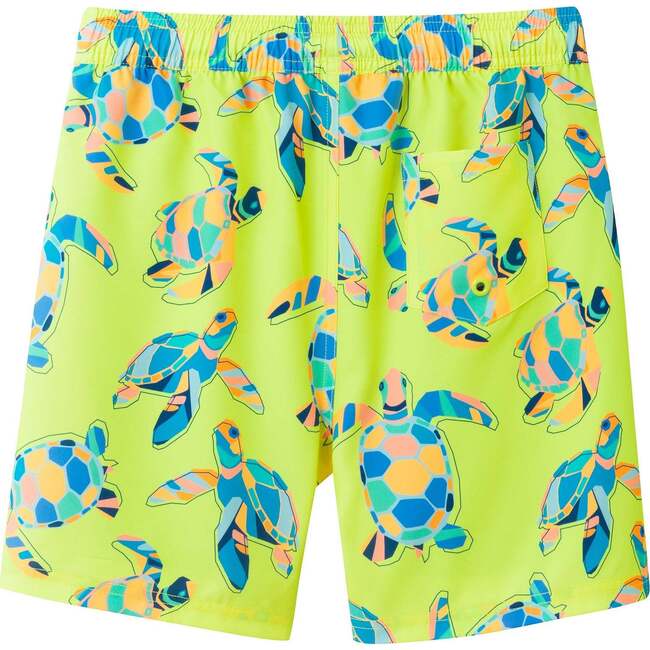 Tween Boys Comfort-Stretch Lined Boardshort, Lime Turtle - Shorts - 6