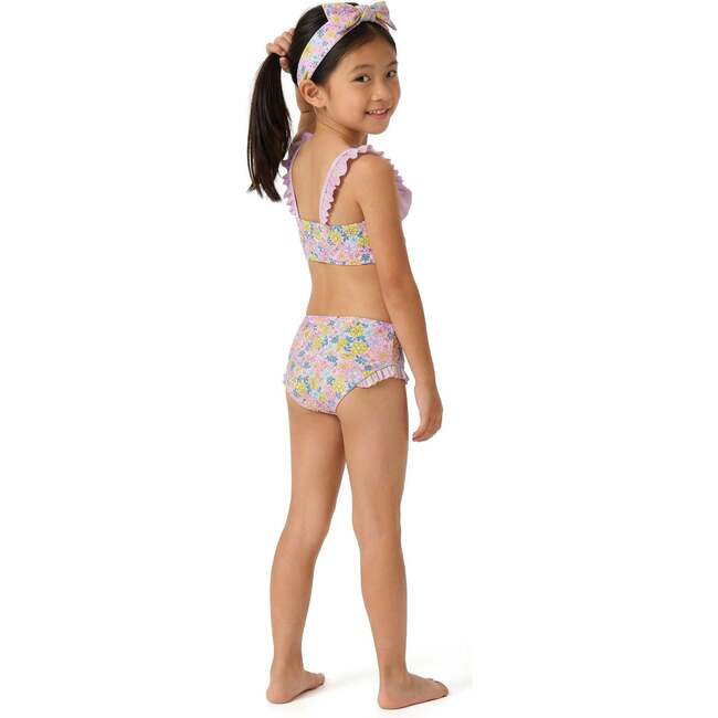 Girls Ruffle Bikini W/ Headband, Floral Print - Mixed Apparel Set - 3