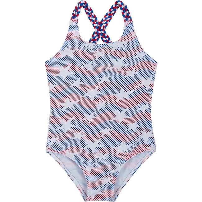 Girls One Piece Swimsuit,  Electric Americana