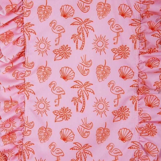 Girls Ruffle Swimsuit,  Pink Beach Icon - One Pieces - 6