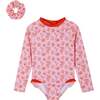 Girls One Piece Rashguard Set,  Beach Icons - Rash Guards - 1 - thumbnail