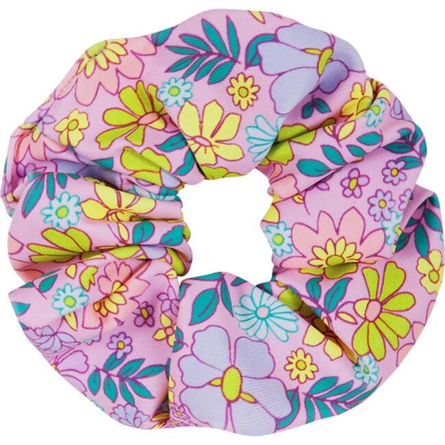 Girls One Piece Rashguard W/ Scrunchie, Floral Print - Rash Guards - 3