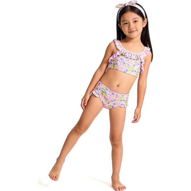 Girls Ruffle Bikini W/ Headband, Floral Print - Mixed Apparel Set - 5