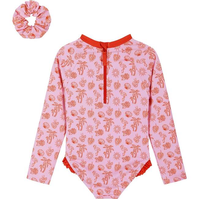 Girls One Piece Rashguard Set,  Beach Icons