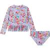 Girls Long Sleeve Rashguard Set, Fruit Print - Rash Guards - 1 - thumbnail