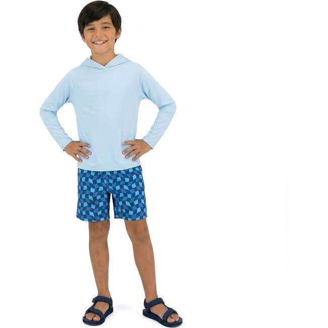 Tween Boys (12-18 Years) Comfort-Stretch Lined Boardshort, Geo Wave - Swim Trunks - 7