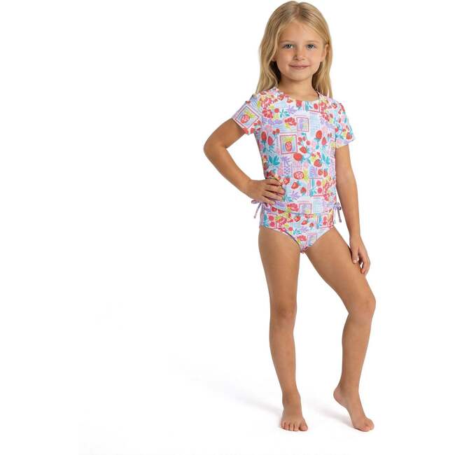 Girls Long Sleeve Rashguard w/ Scrunchie,  Fruit Print