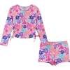Girls (2-6) Long Sleeve Rashguard Set, Tropical Floral - Rash Guards - 1 - thumbnail