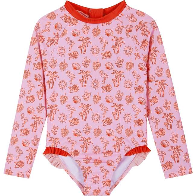 Girls One Piece Rashguard Set,  Beach Icons - Rash Guards - 4