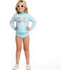 Girls Long Sleeve Rashguard Set, Floral Cat - Rash Guards - 2 - thumbnail