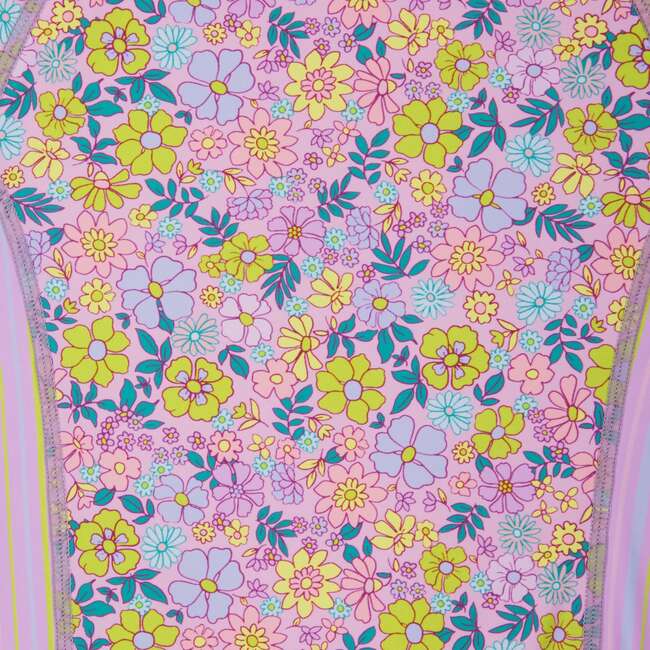Girls One Piece Rashguard W/ Scrunchie, Floral Print - Rash Guards - 5