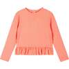 Girls Long Sleeve Terry Rashguard Set, Coral Shell - Rash Guards - 4 - thumbnail