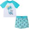 Boys Short Sleeve Rashguard Set, Skating Dog - Rash Guards - 1 - thumbnail