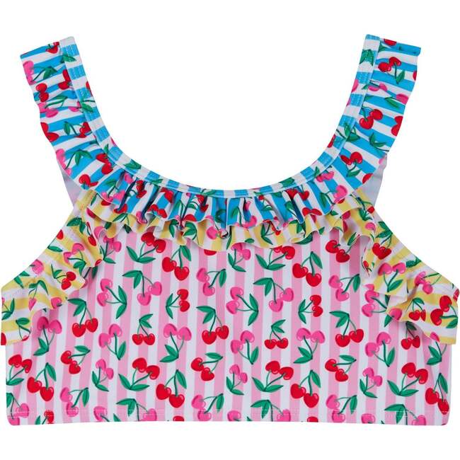 Girls (2-6) Ruffle Bikini W/ Headband, Cherry Stripe - Mixed Apparel Set - 4