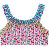 Girls (2-6) Ruffle Bikini W/ Headband, Cherry Stripe - Mixed Apparel Set - 4