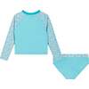 Girls Long Sleeve Rashguard Set, Floral Cat - Rash Guards - 4 - thumbnail