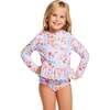 Girls Long Sleeve Rashguard Set, Fruit Print - Rash Guards - 5 - thumbnail