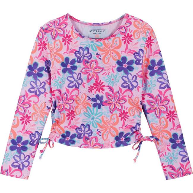 Girls (2-6) Long Sleeve Rashguard Set, Tropical Floral - Rash Guards - 4