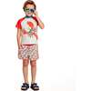 Boys Short Sleeve Rashguard Set, Orange Lobster - Rash Guards - 2