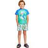 Boys Short Sleeve Rashguard Set, Blue Toucan - Rash Guards - 2