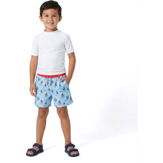 Boys Swim Trunk,  Navy Sailboat - Swim Trunks - 3