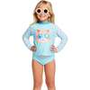 Girls Long Sleeve Rashguard Set, Floral Cat - Rash Guards - 6 - thumbnail