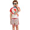 Boys Short Sleeve Rashguard Set, Orange Lobster - Rash Guards - 4