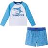Boys Long Sleeve Rashguard Set, Shark Crew - Rash Guards - 1 - thumbnail