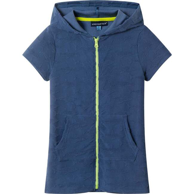Boys Navy Terry Short Sleeve Cover-Up