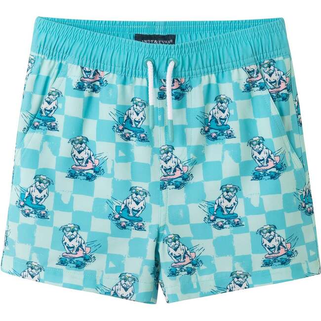 Boys Short Sleeve Rashguard Set, Skating Dog - Rash Guards - 5