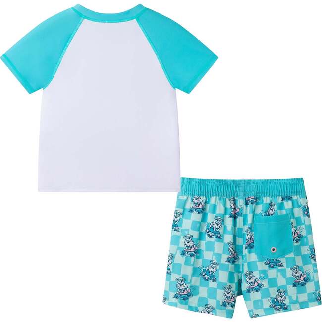 Boys Short Sleeve Rashguard Set, Skating Dog - Rash Guards - 6