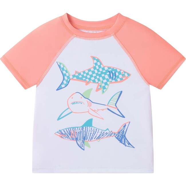 Boys Short Sleeve Rashguard Set, Shark Sketches - Rash Guards - 6