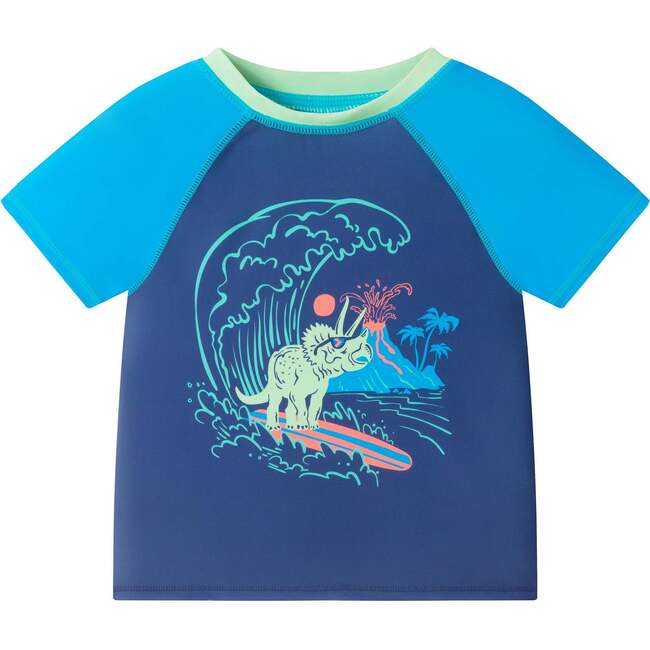 Boys Short Sleeve Rashguard Set, Navy Dino - Rash Guards - 5